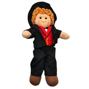 Vintage Little Boy Rag Doll Handmade Red Hair Wearing Suit